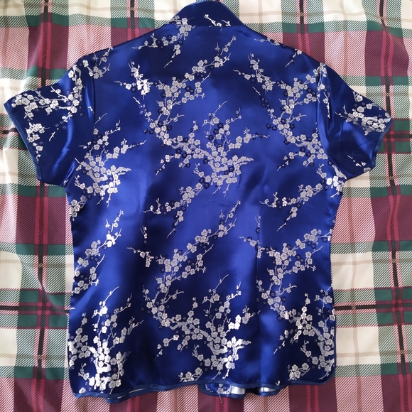 NWOT Chinese Asian Satin Blue Traditional Top Qipao Cheongsam - Picture 2 of 9